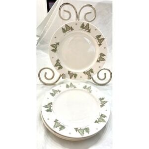Grace China Pine Trees and Gold Snow 8" Salad Dessert Plates Set Of 4 HTF Classy